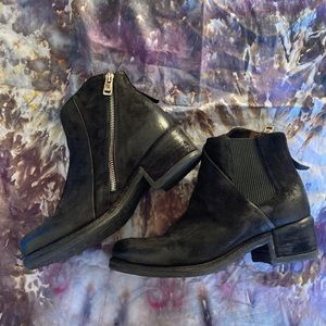 A.S. 98 leather zip up suede moto boot